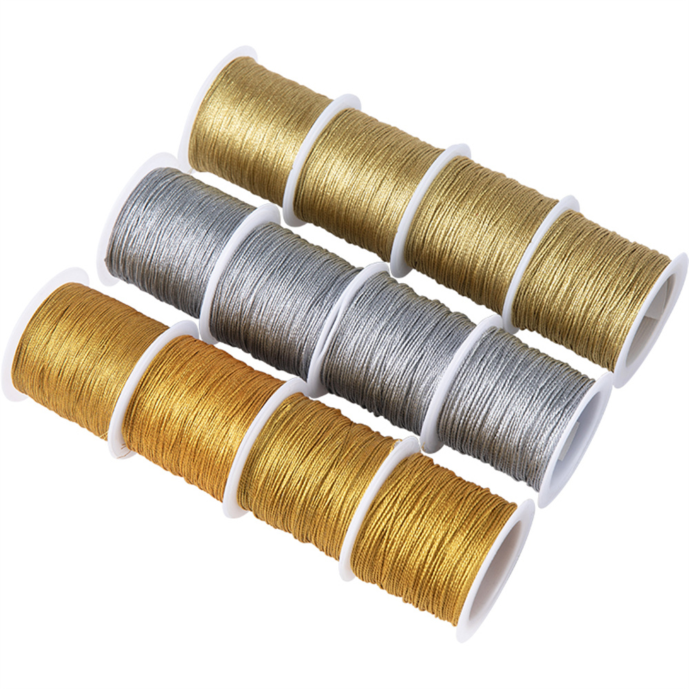 Gold Silver Thread Macrame Cord Rope Bracelet Necklace Braided String For DIY Tassels Beading Shamballa String Jewelry Making