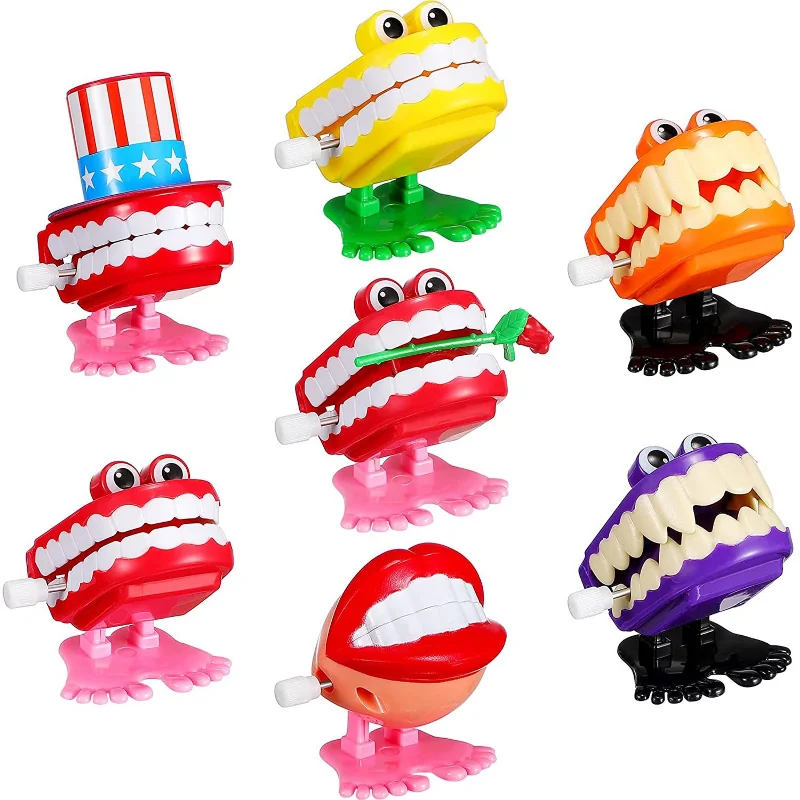 Clockwork Toy Upper Chain Jumping Tooth Toy Kids Jump Teeth Running Clockwork Wind Up Toy  Funny Walking Dental Dentist Gifts