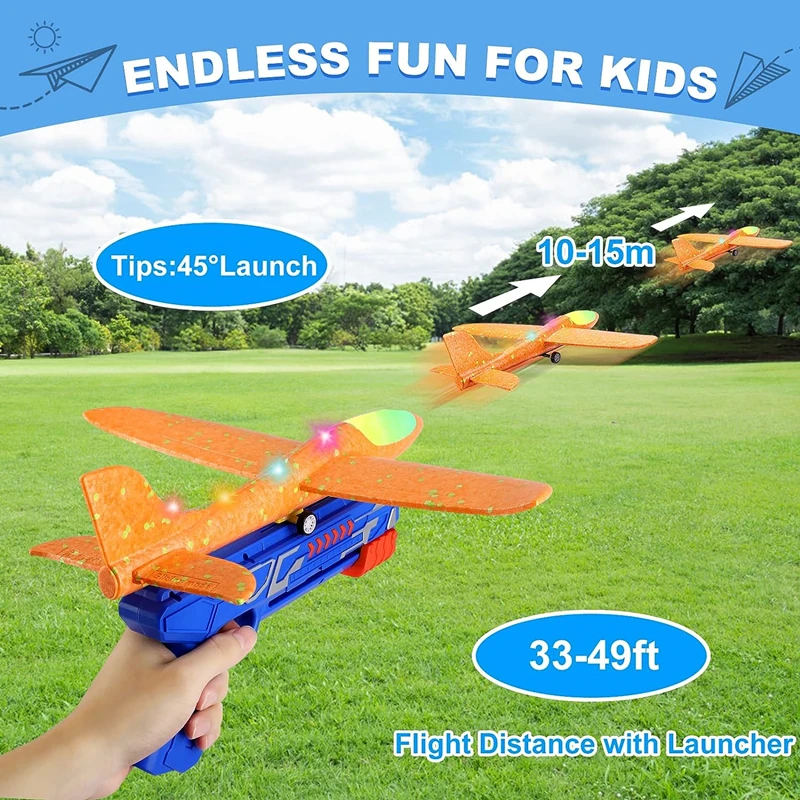 เด็กเครื่องบิน Launcher ของเล่น 12.2 ''LED โฟมเครื่องร่อน Catapult ปืนเครื่องบินของเล่นสําหรับชายกลางแจ้งของเล่นของขวัญวันเกิดสําหรับชาย