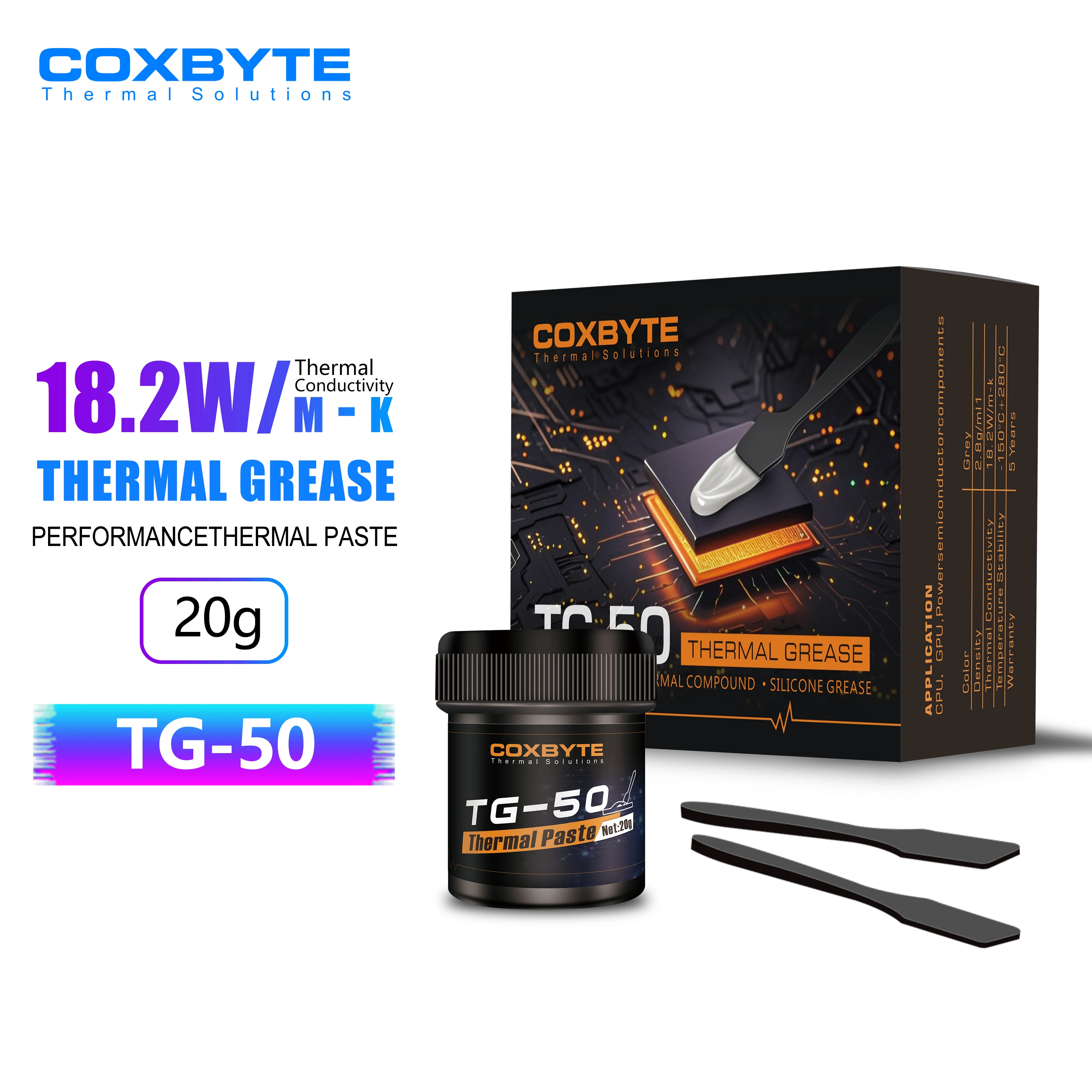 Coxbyte TG-50 20g pasta térmica para laptop gráficos cpu gpu ventilador de refrigeração térmica condutora silicone graxa dissipador de calor gesso