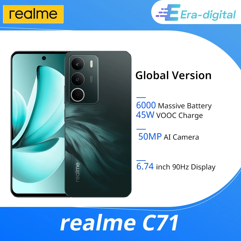 [Estreno mondiale] realme C71 Smartphone Batteria da 6300 mAh Carica 45 W Display da 6,67" 120 Hz Fotocamera da 50 MP Chipset UNISOC T7250 NFC IP64