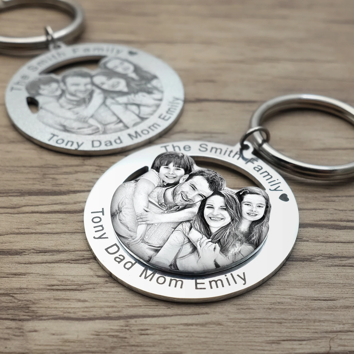 ภาพส่วนบุคคลพวงกุญแจภาพที่กําหนดเองพวงกุญแจภาพครอบครัว Key CHAIN แกะสลักของขวัญเครื่องประดับสําหรับครอบครัวของขวัญ