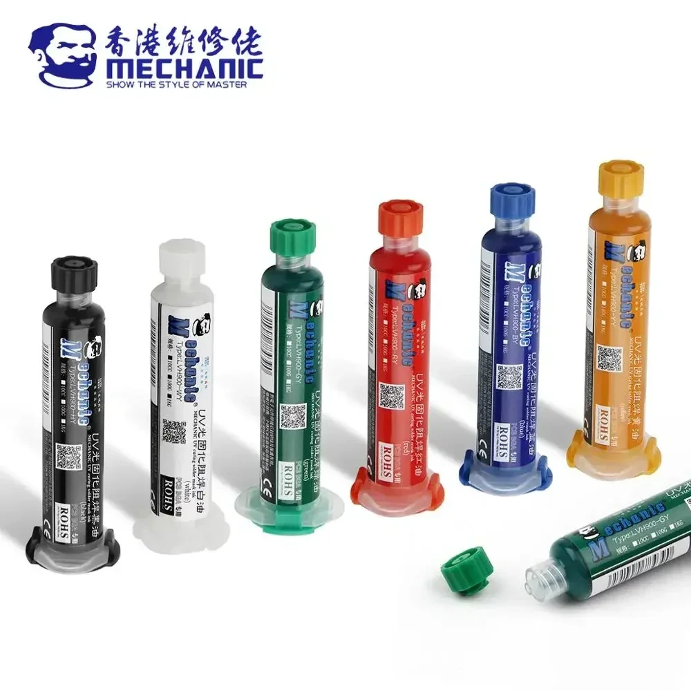 MECHANIC 6 Colors 10ml UV Curing Solder Mask Ink for PCB BGA Circuit Board Insulating Protect Soldering Paste Flux Oil Mechanic