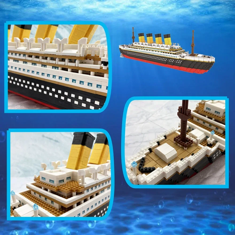 KNEW BUILT Titanic 3D Nhựa Mô Hình Tàu Mô Hình Khối Xây Dựng Cho Người Lớn Micro Mini Gạch Đồ Chơi Bộ Dụng Cụ Lắp Ráp Hành Trình Thuyền Trẻ Em Quà Tặng