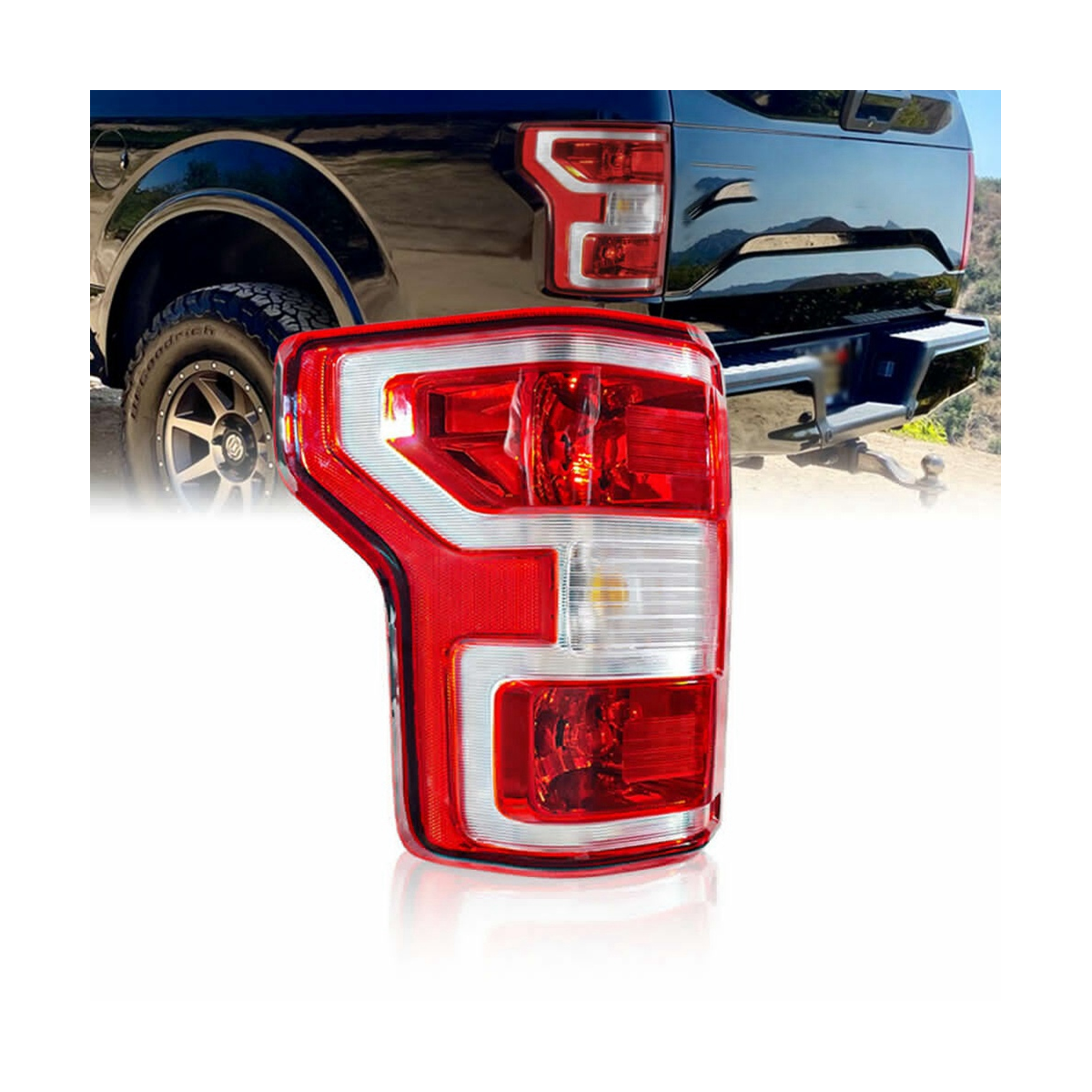 Lampu belakang Halogen untuk Ford F150 2018-2020 12V, lampu ekor versi AS cahaya mundur sinar rendah LH perakitan lampu rem HL3Z-13405