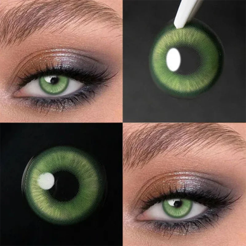 VISUASHOW Anime Farbkontaktlinsen, 2 Stück, Magic Pop, Halloween, farbige Kontaktlinsen, halbe jährliche grüne Kontaktlinsen für Cosplay