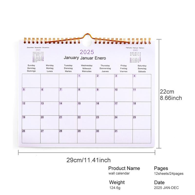 2025 Wall Daily Monthly Calendar Home Hanging Record Form Appointment Planning Monthly Paper Family