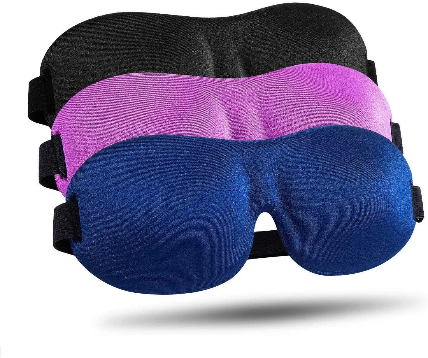 Máscara para dormir mejorada, máscara para ojos opaca contorneada 3D para dormir con correa ajustable, venda para los ojos nocturna suave para siestas