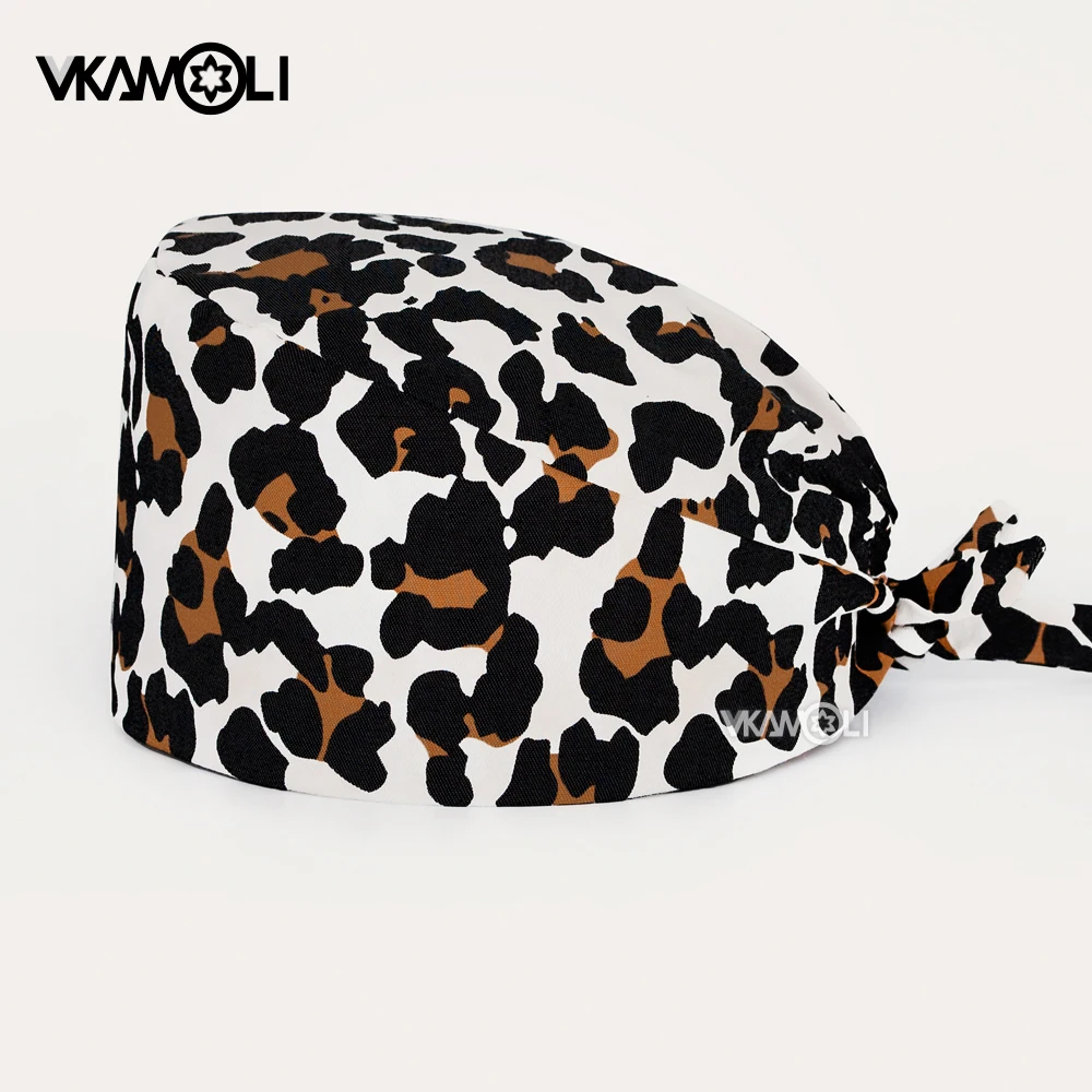 Mode leopard print Scrubs hut accesorios medicos peeling caps Gesundheit service Arbeiter kappe krankenschwester zubehör chirurgie kappe frauen
