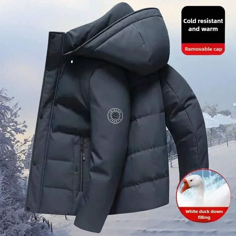 Nuevas chaquetas de invierno para hombre, gruesas para el calor, llenas de plumón de pato blanco, con capucha y diseño resistente al viento. Abrigo para hombre.