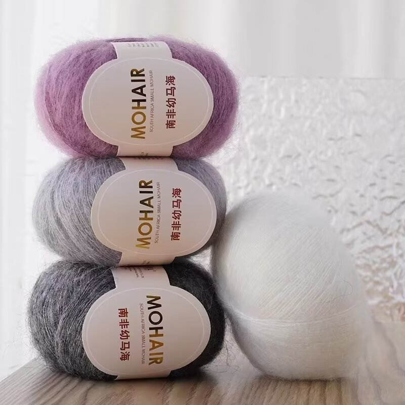 Hilo de Mohair de alta calidad de 25g, hilo de ganchillo de Mohair ecológico suave y agradable para la piel de alto contenido para chal de ganchillo, tela para suéter