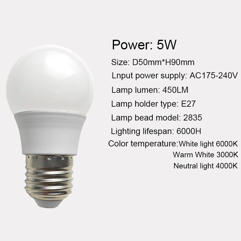 Adjustable Color Temperature LED Bulb 2835 Chip E27 Base Indoor Lighting 5W 7W 15W Tunable White Light for Home AC175-240V