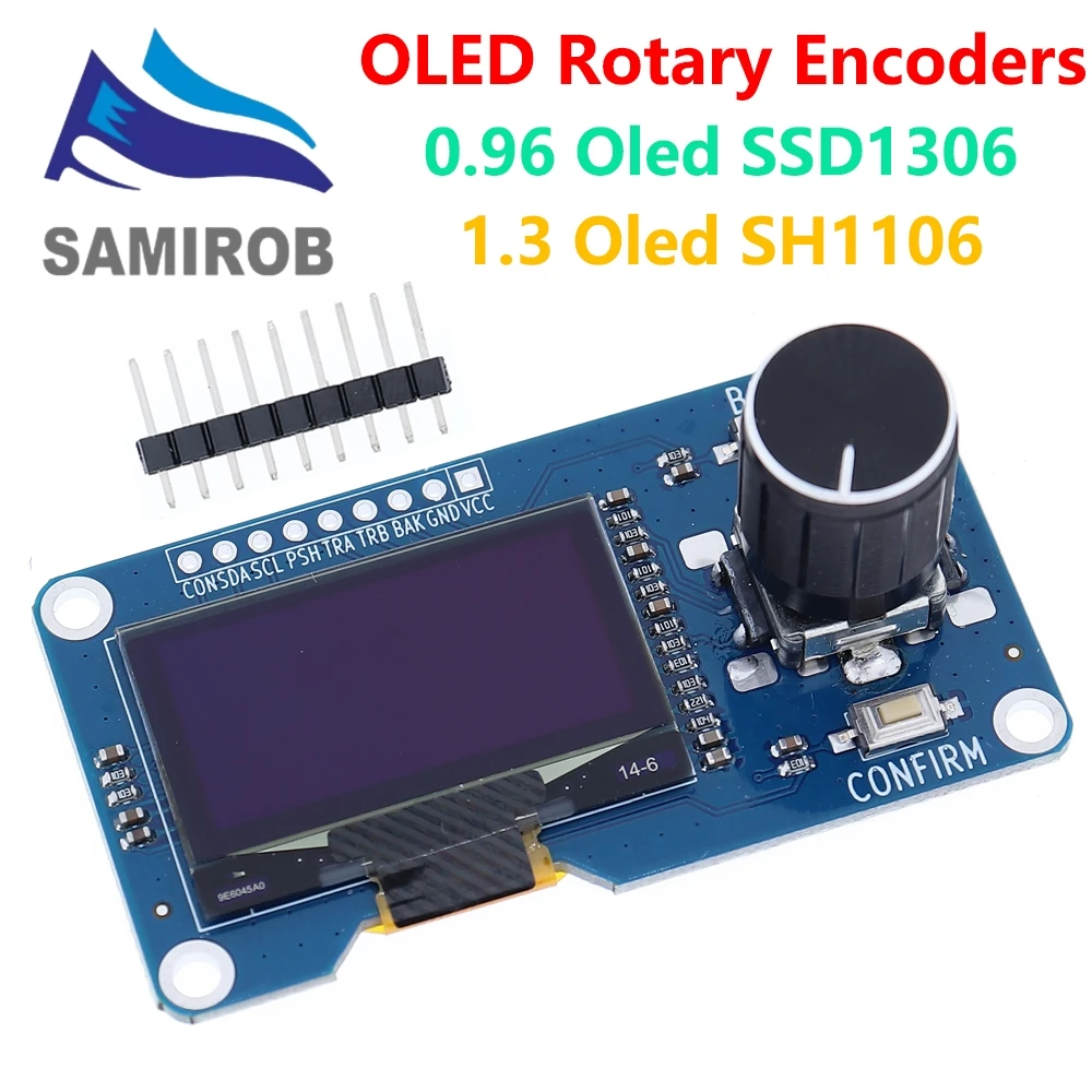 Novo display oled branco sm 0.96/1.3 tamanhos, codificador rotativo ec11, interface iic para arduino, eletrônicos diy, tela de alta resolução