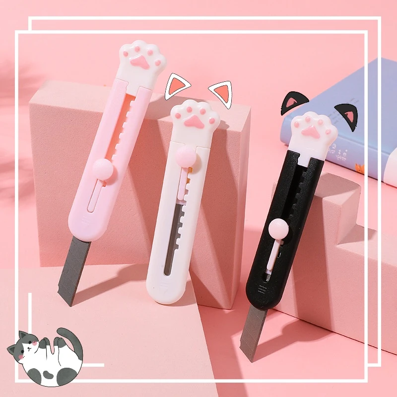 Cat Paw Art Knife Mini Small Cute Cartoon Paper Knife Unpacking Express Utility Knife Device Students With Portable Hand Knife