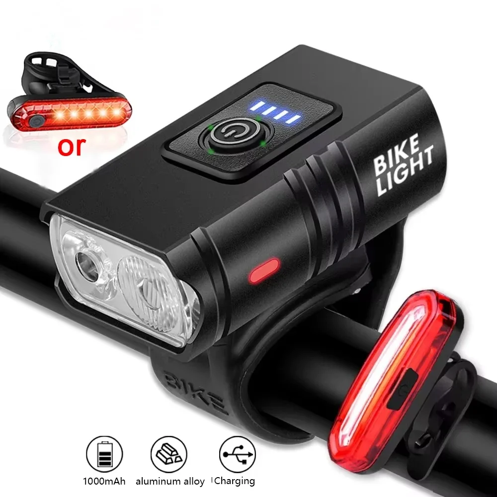 Luci anteriori per bici ricaricabili fanale posteriore per bicicletta Set di luci per bici da strada MTB faro posteriore per bicicletta accessori per ciclismo