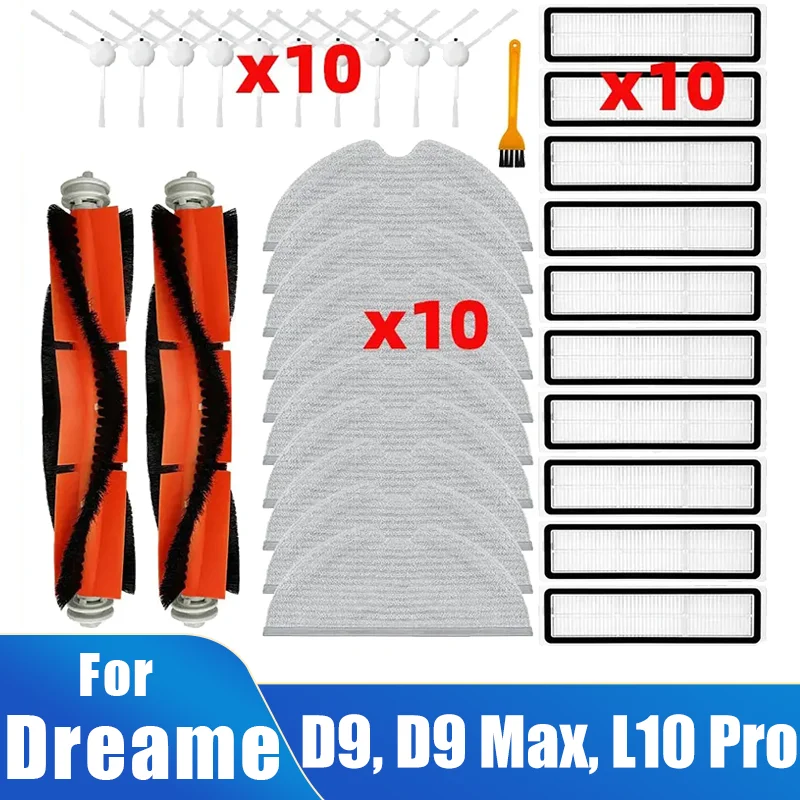 Accessories Parts For Dreame D9, D9 Max, L10 Pro, Trouver LDS Finder, Main Side Brush Mop Filter Dust Box Water Tank