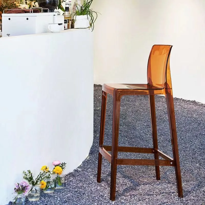 Taburete de Bar ligero de lujo, taburete alto acrílico transparente, taburete creativo para Bar de cafetería, muebles para el hogar y la sala de estar, silla alta Simple