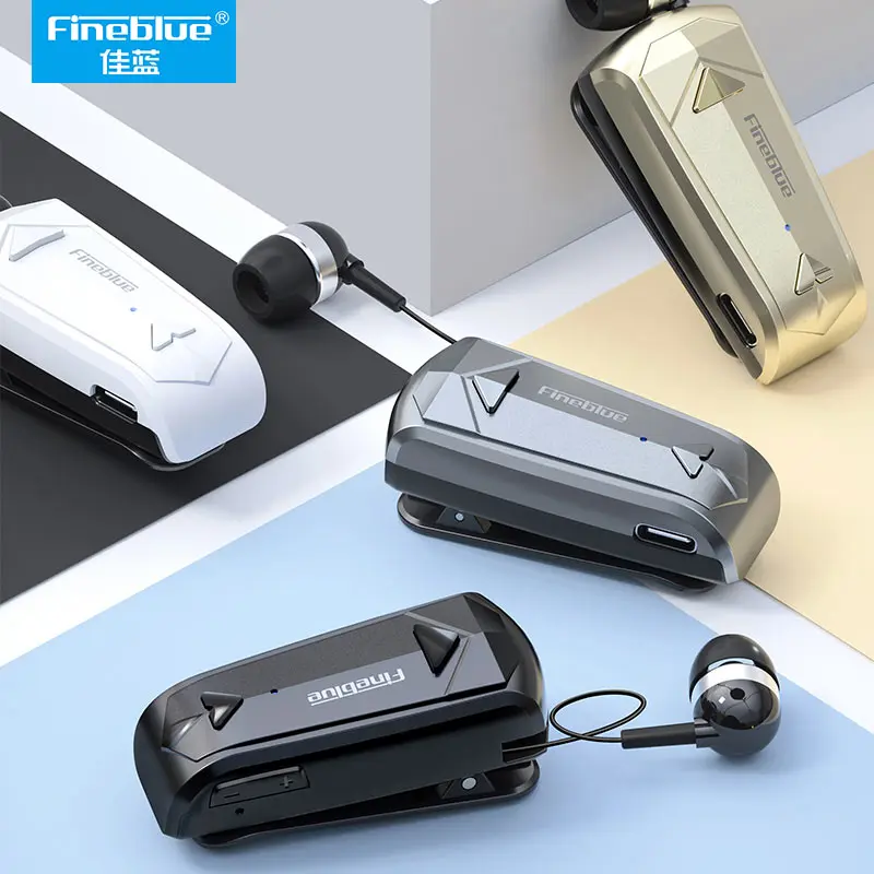 Fineblue F520 słuchawki Bluetooth bezprzewodowy zestaw słuchawkowy lotos jedno ucho chowane uszne zestaw głośnomówiący słuchawki Lavalier klips