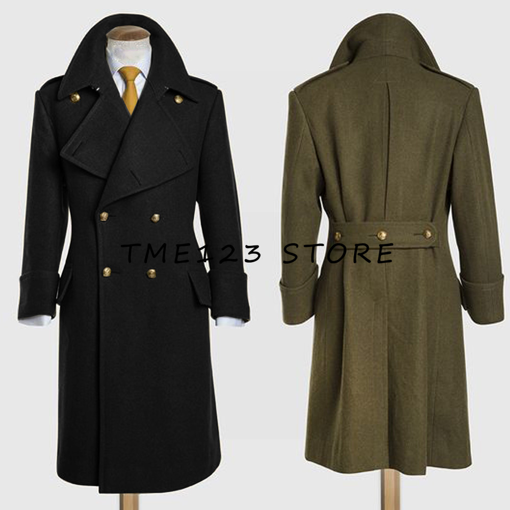 Grüner Trenchcoat Herren Herren Wollmantel V-Ausschnitt Schlank Zweireiher Business Casual Winter Oberbekleidung Wintermäntel Mann Australien