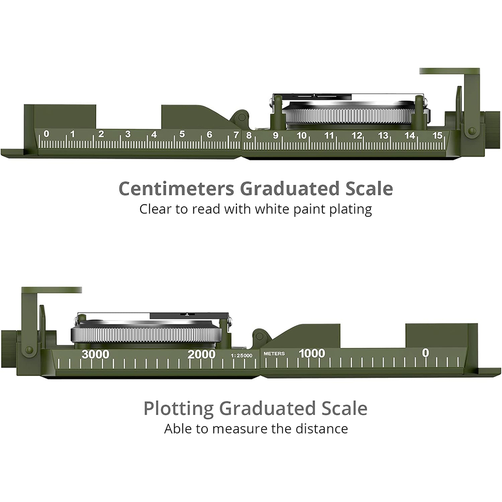Brújula militar multifuncional de supervivencia al aire libre de alta precisión para acampar, Metal resistente al agua con brújula geológica fluorescente