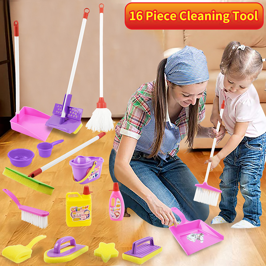 Ensemble de jouets de nettoyage de maison de jeu pour enfants, Simulation d'articles sanitaires, combinaison de nettoyage, jouet d'éveil