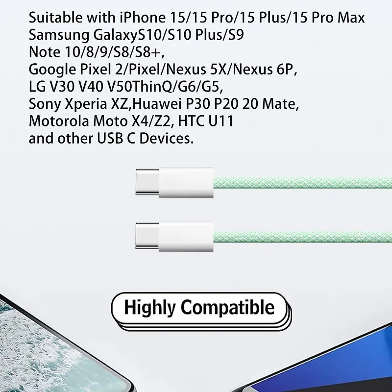 PD 60 W Typ C zu Typ C Farbe Kabel Für iphone 15 15pro Schnelle Lade Für Xiaomi Samsung Huawei Typ C Weben Kabel 1M 2M 3M