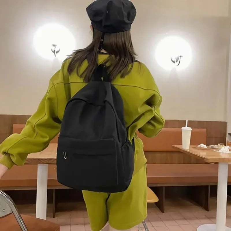 여성 Schoolbag 방수 대용량 학교 배낭 간단한 지퍼 솔리드 컬러 소녀 캐주얼 학교 가방 학생 배낭