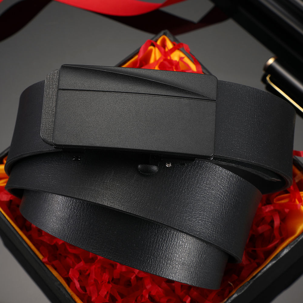 Nuevo cinturón para hombre, cinturón juvenil informal de negocios de cuero con hebilla automática sin dientes de aleación versátil a la moda para hombre