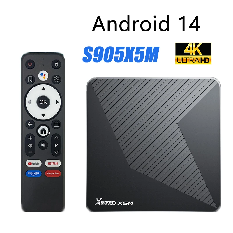 Android 14.0 X88 PRO X5M Smart TV Box Wifi6 Amlogic S905X5M 4K Voice Assistant Media Player Set Top Box 2GB 4GB 16GB 32GB 64GB