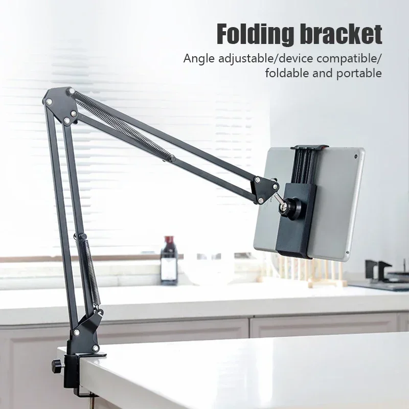 Suporte giratório para tablet Suporte para telefone 180 °   Suporte de metal de braço longo ajustável para iPad Pro Mini Air Xiaomi Tablet compatível 4-12,9 pol.