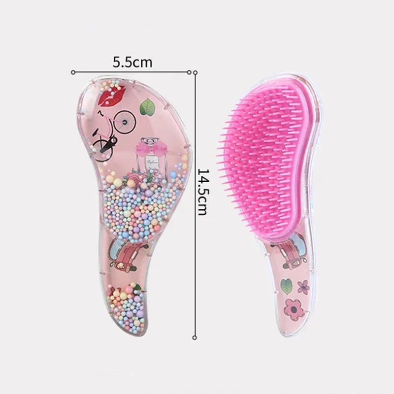 Peine de peluquería de dibujos animados Kawaii para niños, masaje anudado, cuentas fluidas, vestido para niñas, maquillaje, regalos de juguete