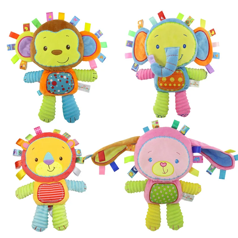 Baby-Tags, Stofftier, Stofftier, Lovey Elephant, Plüschglocke, Spielzeug, integrierte Rasseln, sensorisches Spielzeug für Neugeborene, Kleinkinder, Kleinkinder, Geschenke