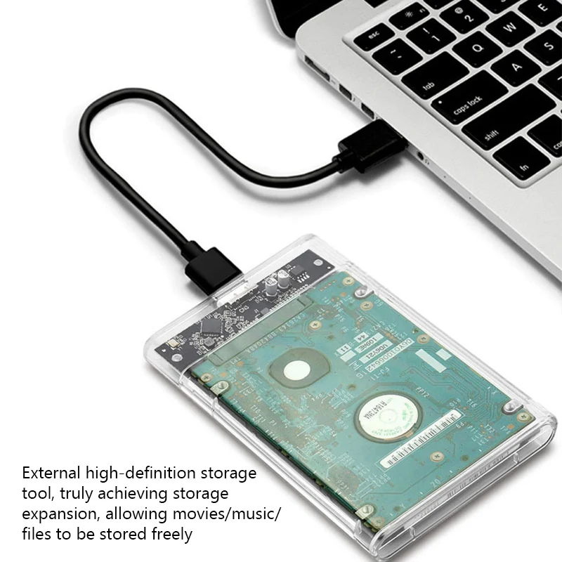 USB 3.0 Transparent HDD Enclosure 2.5" ,Type C Micro Cable External Hard Drive Disk Case 2.5 Inch SATA Box HDD SSD Computer