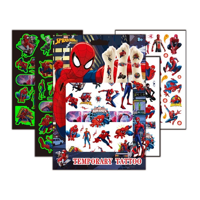 4 шт./набор, Светящиеся Татуировки-наклейки «Человек-паук»