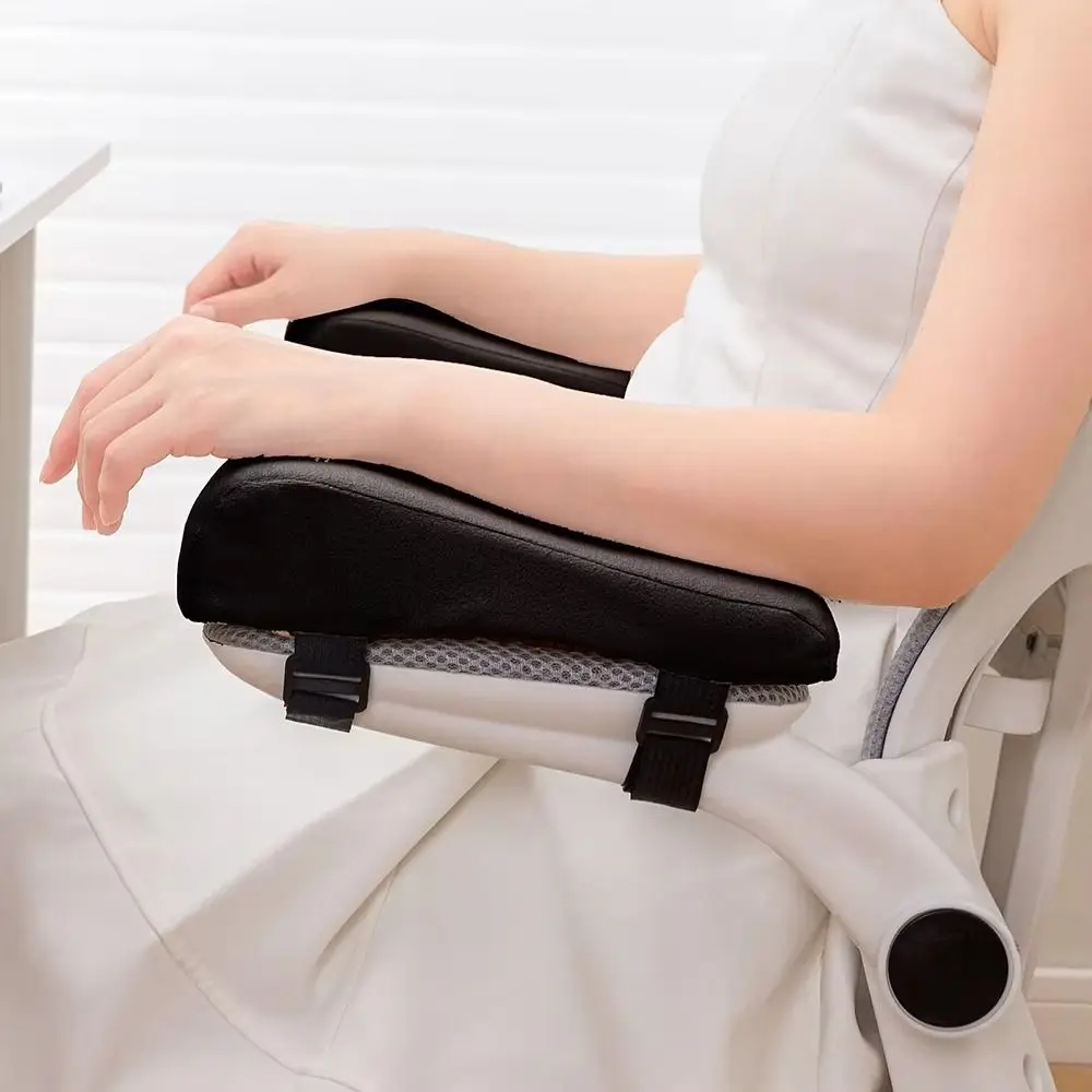 1 คู่เก้าอี้นุ่ม Armrest Pad พร้อมสายรัดปรับลื่นเก้าอี้ข้อศอกหมอน Pad สบายเก้าอี้ Armrest เบาะ