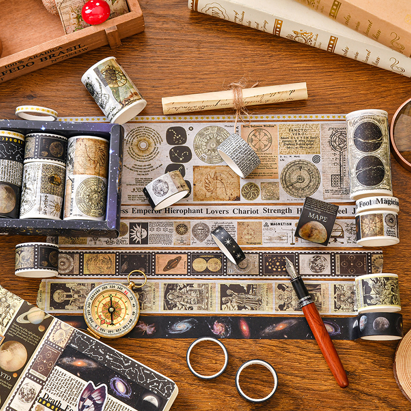 18Pcs 레트로 Washi 테이프 Scrapbooking 용품 Washi 테이프 세트 빈티지 Cinta Adhesiva Decorativa 저널링 재료 마스킹 테이프