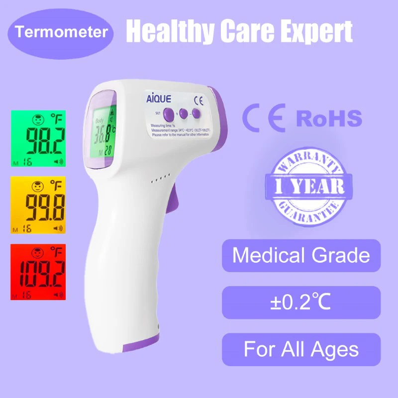 AiQUE Baby เครื่องวัดอุณหภูมิหน้าผากอินฟราเรดดิจิตอลไข้ Contactless Clinical Electronic เครื่องวัดอุณหภูมิทางการแพทย์สําหรับผู้ใหญ่