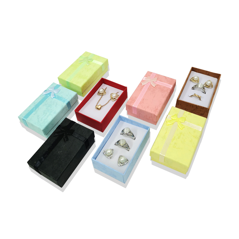 Conjunto de colar de anel de papel de alta qualidade, 12 peças, joias, colar, brincos, pacote retangular, caixa de presente 5*8*2.5cm