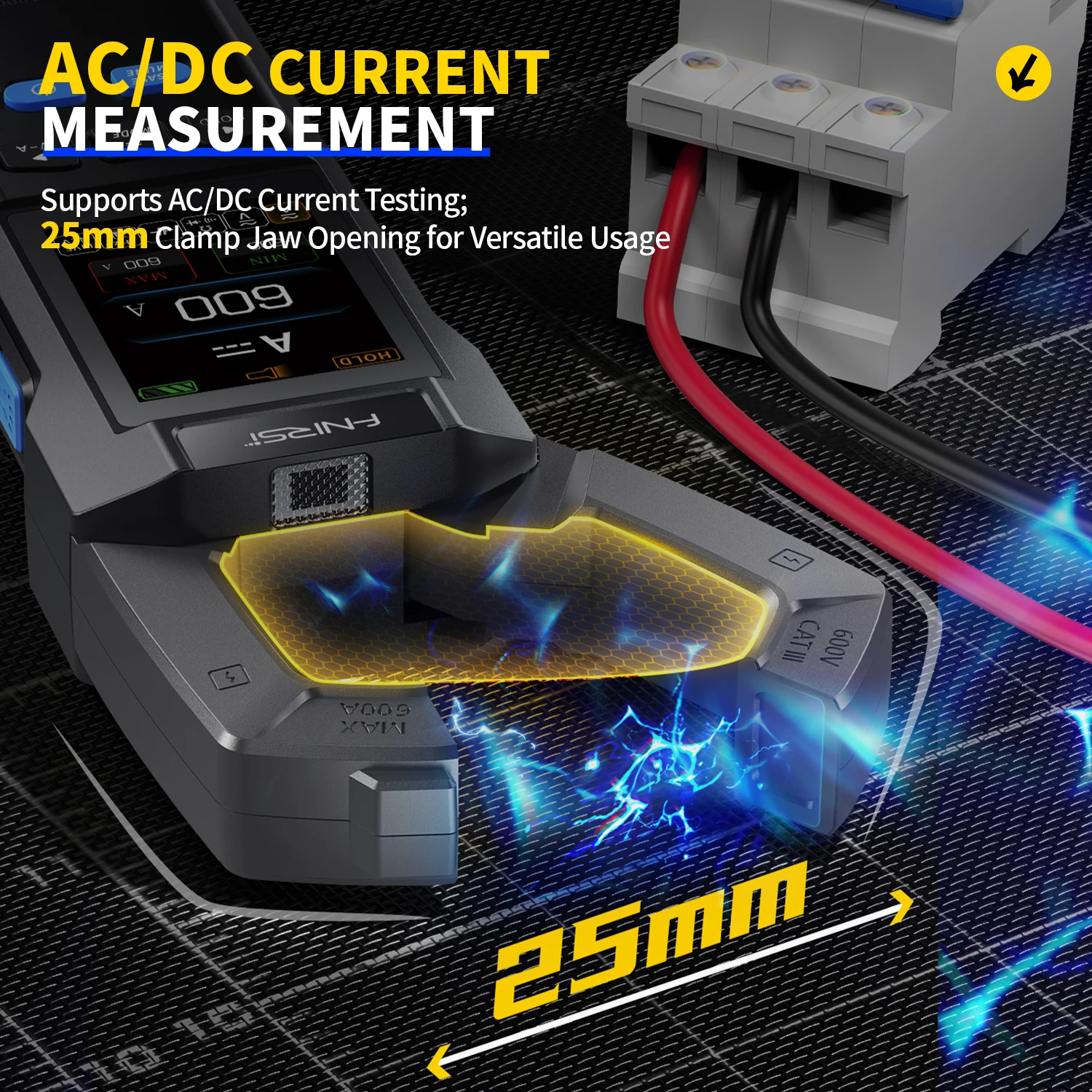 FNIRSI DMC-100 10000 Counts Clamp Meter AC DC Current Digital Multimeter USB Charge 600A Amperimetric Clamp Electrician Tools