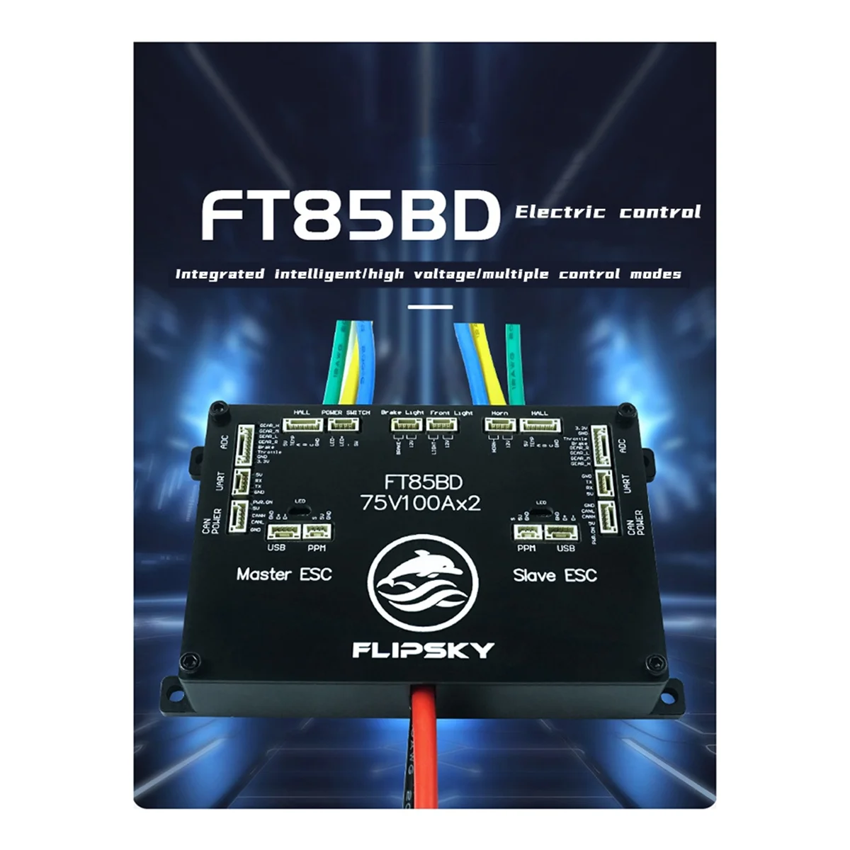 FLIPSKY FT85BD Двойной привод с встроенным переключателем Драйвер 84 В можно подключить к стоп-сигналу, звуковым сигналом, электромобилем XQ