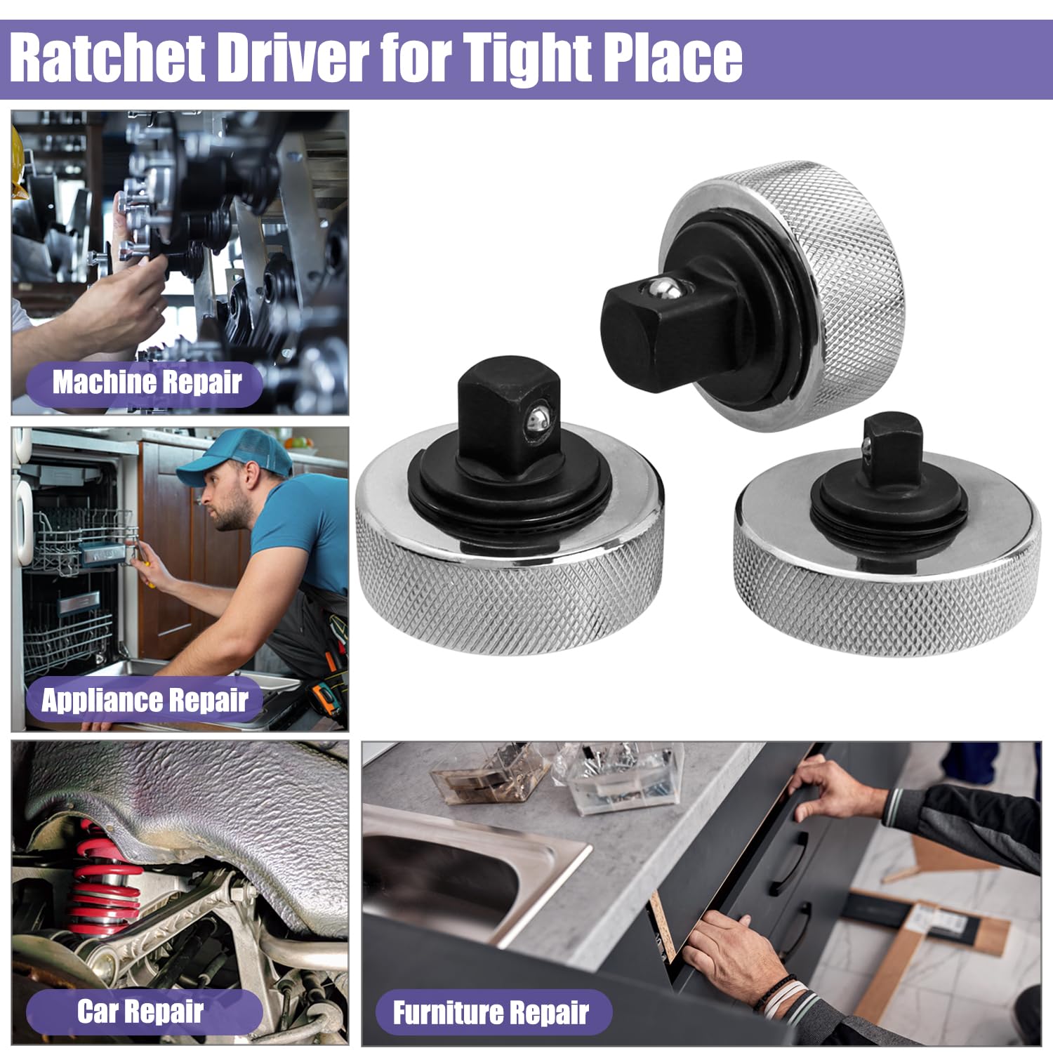 1/4 3/8 1/2 Drive Palm Ratelsleutel Set Omkeerbare Ratel Vinger Socket Driver Stubby Duimwiel Ratel voor Strakke Ruimtes