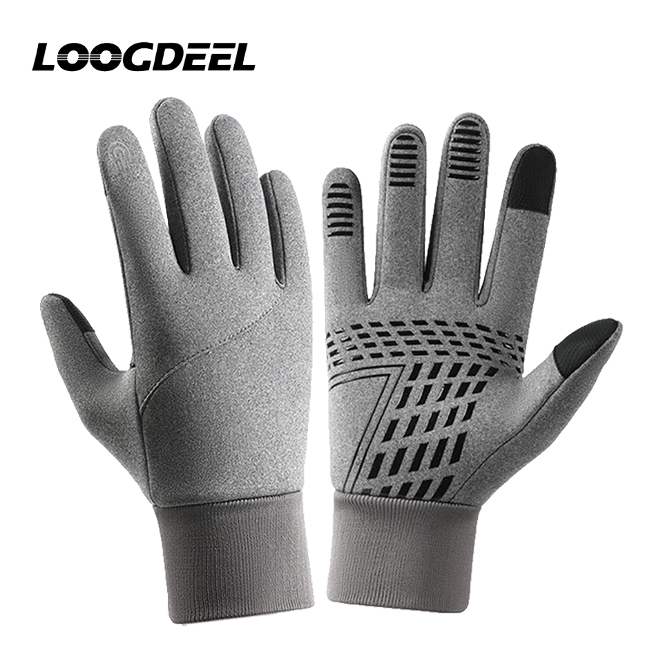 LOOGDEEL guantes de ciclismo motociclista Otoño Invierno cálido Camping para hombres mujeres esquí bicicleta terciopelo pantalla táctil impermeable