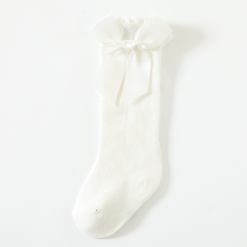 Calcetines para bebés pequeños Primavera Verano otoño niños niñas hasta la rodilla calcetín largo algodón lazo grande estilo español calcetines de suelo para niños