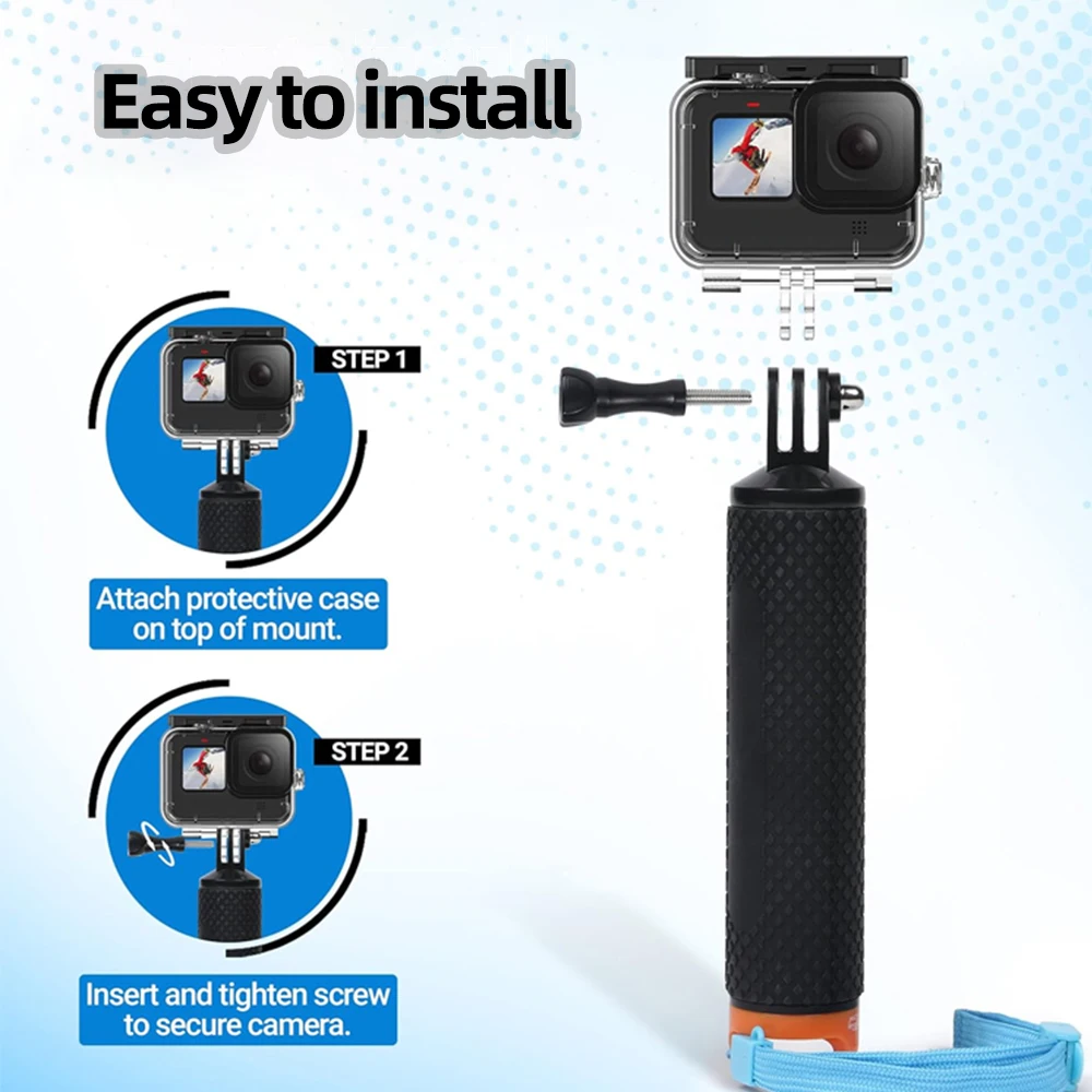Floating Hand Grip Waterproof Handle Selfie Stick for GoPro Hero 13 12 11 10 9 8 7 5 Insta360 SJCAM AKASO DJI OSMO Action Camera