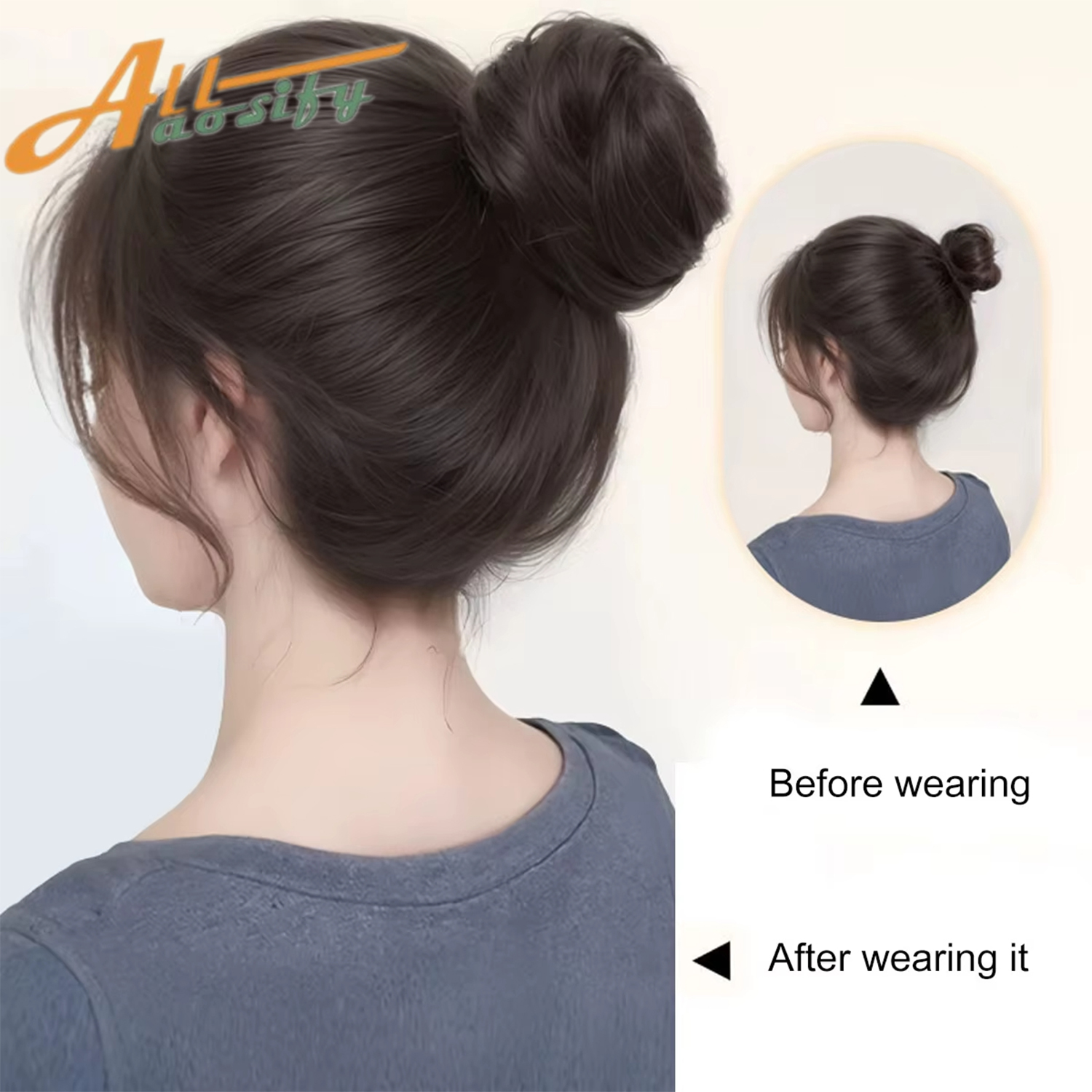 Syntetyczne doczepiane kucyki w stylu messy bun, mini donut updo, treski dla kobiet i dziewcząt, wypinane kucyki w kształcie ptasiego gniazda.