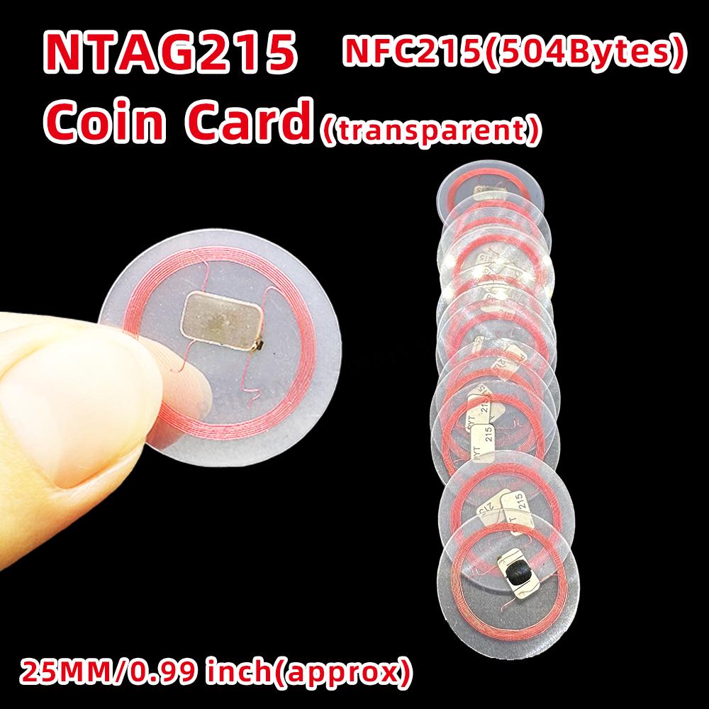 Nfc Nt/Ag 215 Munt Transparante Kaarten 13.56Mhz Rfid Tags Kaarten Compatibel Met Tagmo Nfc Enabled Mobiele Telefoons En Apparaten