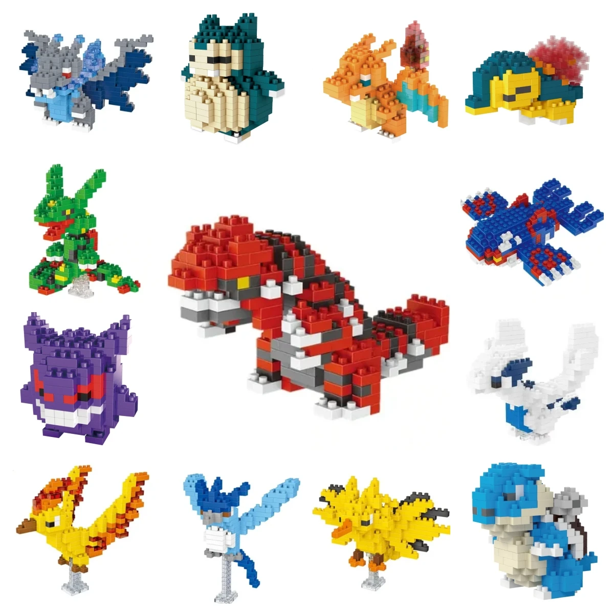 Pokemon Small Blocks Nanoblock Charizard Kyogre Groudon Rayquaza Model Education Graphics Toys for Kids Birthday Gift Toys