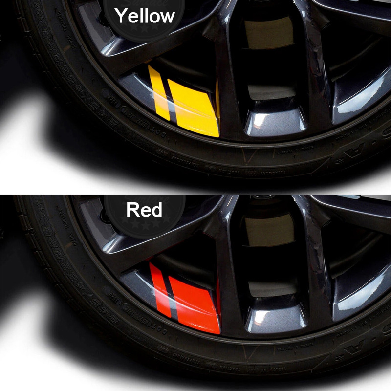 6/4PCS Reflektierende Auto Rad Aufkleber Aufkleber Druck Klebstoff Auto Rot Zubehör Auto Aufkleber Radnabe Aufkleber