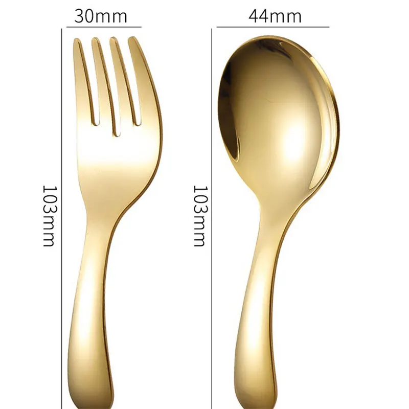 Stoviglie portatili in acciaio inossidabile 304 per il turismo all'aperto, stoviglie per bambini, stoviglie da dessert, combinazione di cucchiai e forchette