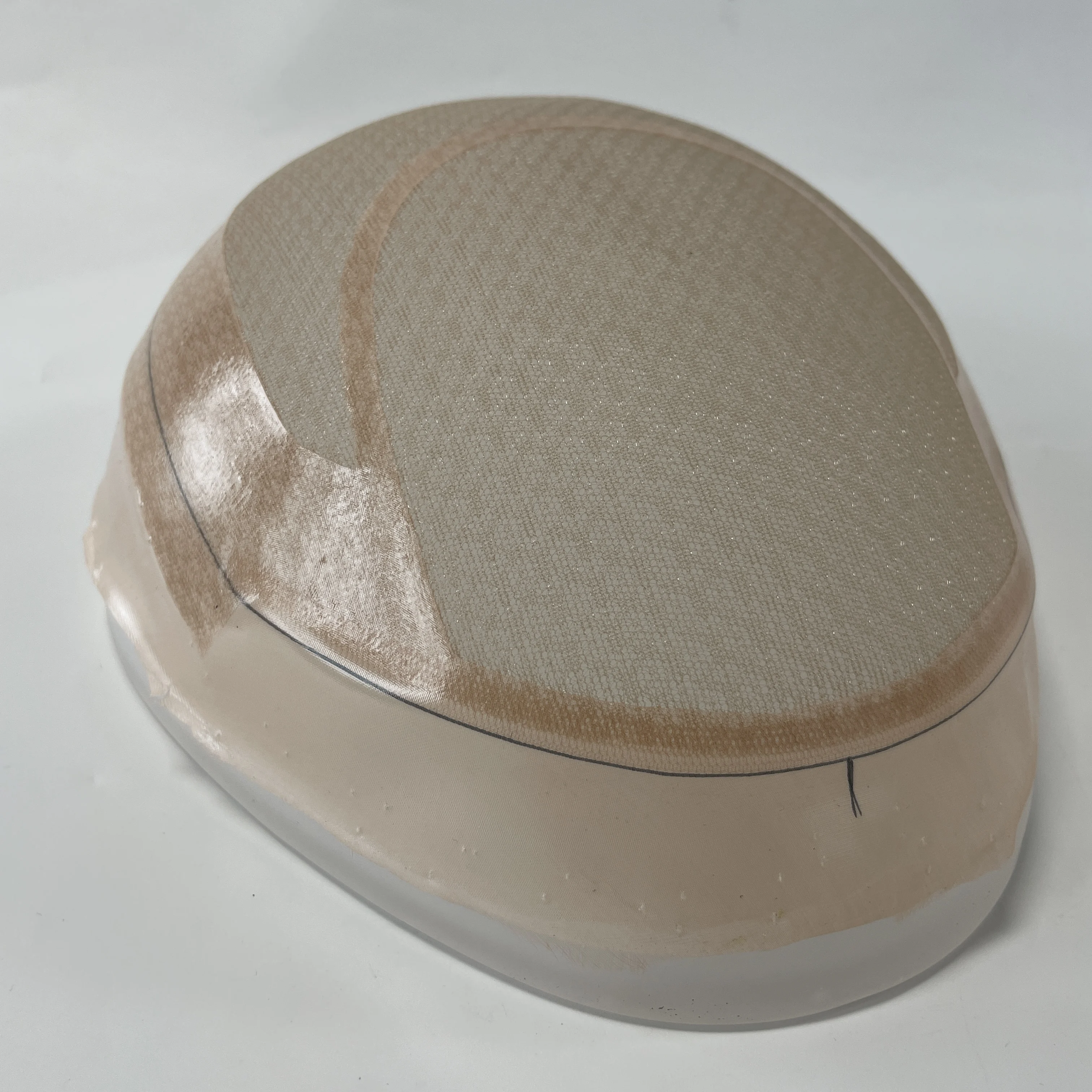 Base de gorro de Peluca de PU de doble capa para hacer Topper de tupé para hombres